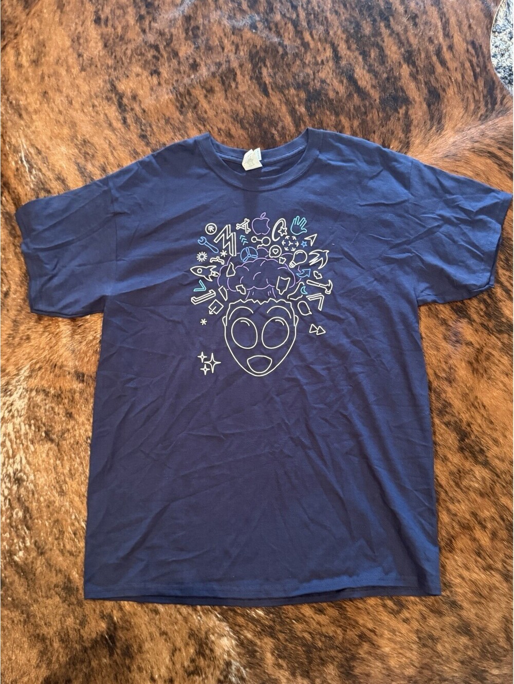 Official Apple WWDC 2019 Animoji Alien T-Shirt Navy Blue Size L – Rare